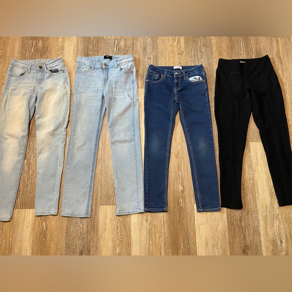 Girls Bundle of 4 Pull-On skinny stretchy jeans jegging school uniform pants 12 - Picture 1 of 12